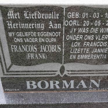 BORMAN Francois Jacobus 1928-2001
