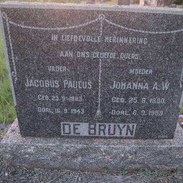 BRUYN Jacobus Paulus, de 1883-1943 &amp; Johanna A.W. 1880-1959