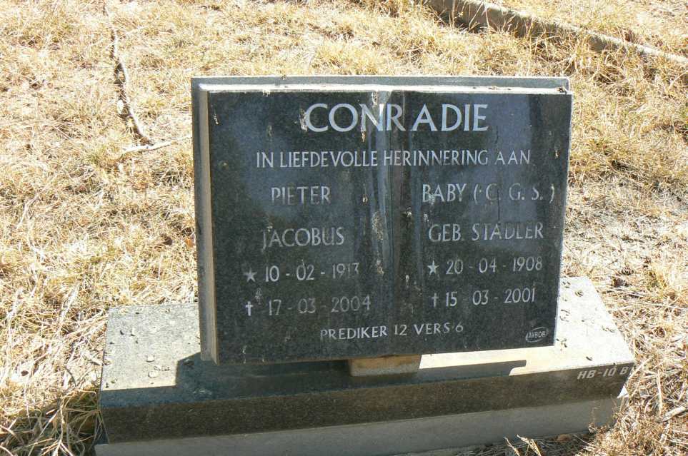 CONRADIE Pieter Jacobus 1913-2004 &amp; C.G.S. STADLER 1908-2001