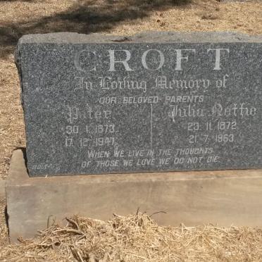 CROFT Peter 1873-1947 &amp; Julia Nettie 1872-1963