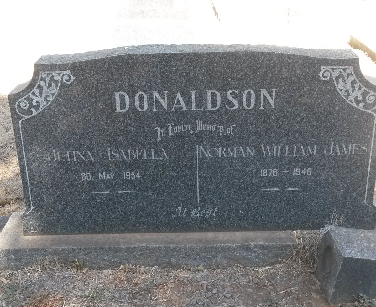 DONALDSON Norman William James 1876-1946 &amp; Jetina Isabella -1954