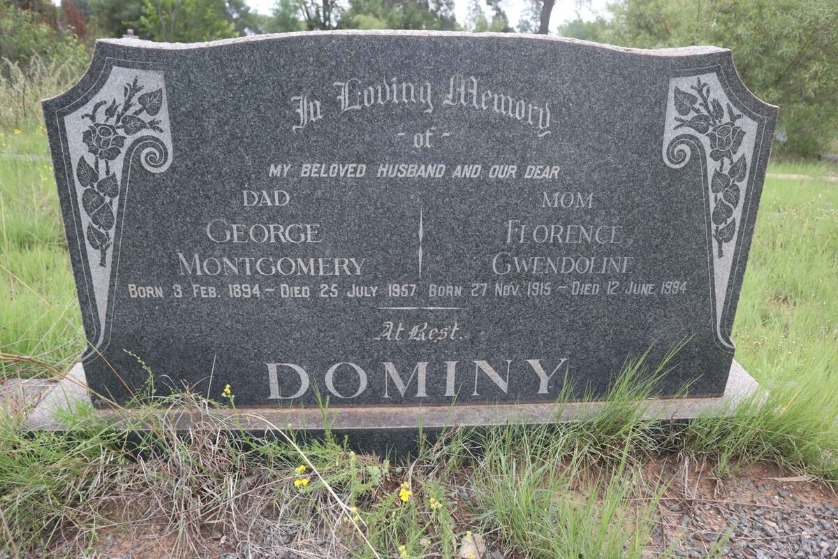 DOMINY George Montgomery 1894-1957 &amp; Florence Gwendoline 1915-1994