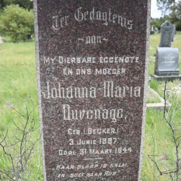 DUVENAGE Johanna Maria nee BECKER 1887-1944