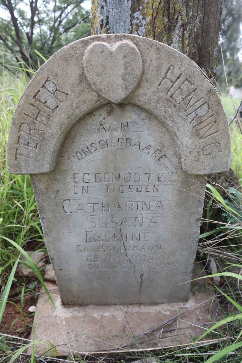 ERSKINE Catharina Susana nee ACKERMANN 1920-1940