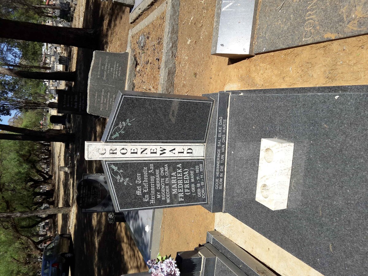 GROENEWALD Maria Fredrieka nee MARÉ 1920-1998