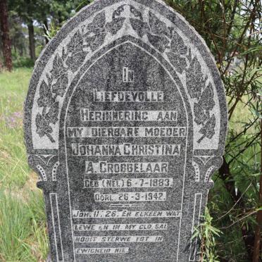 GROBBELAAR Johanna Christina A. nee NEL 1883-1942