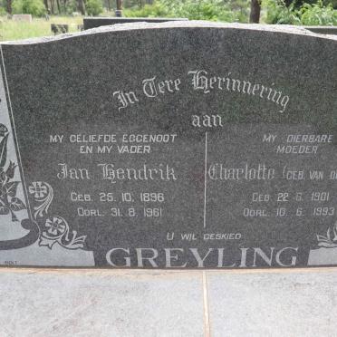 GREYLING Jan Hendrik 1896-1961 &amp; Charlotte VAN DEN BERG 1901-1993