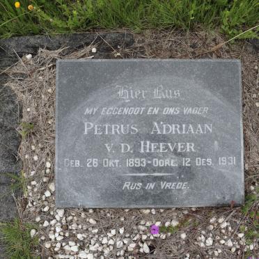 HEEVER Petrus Adriaan, v.d. 1893-1931