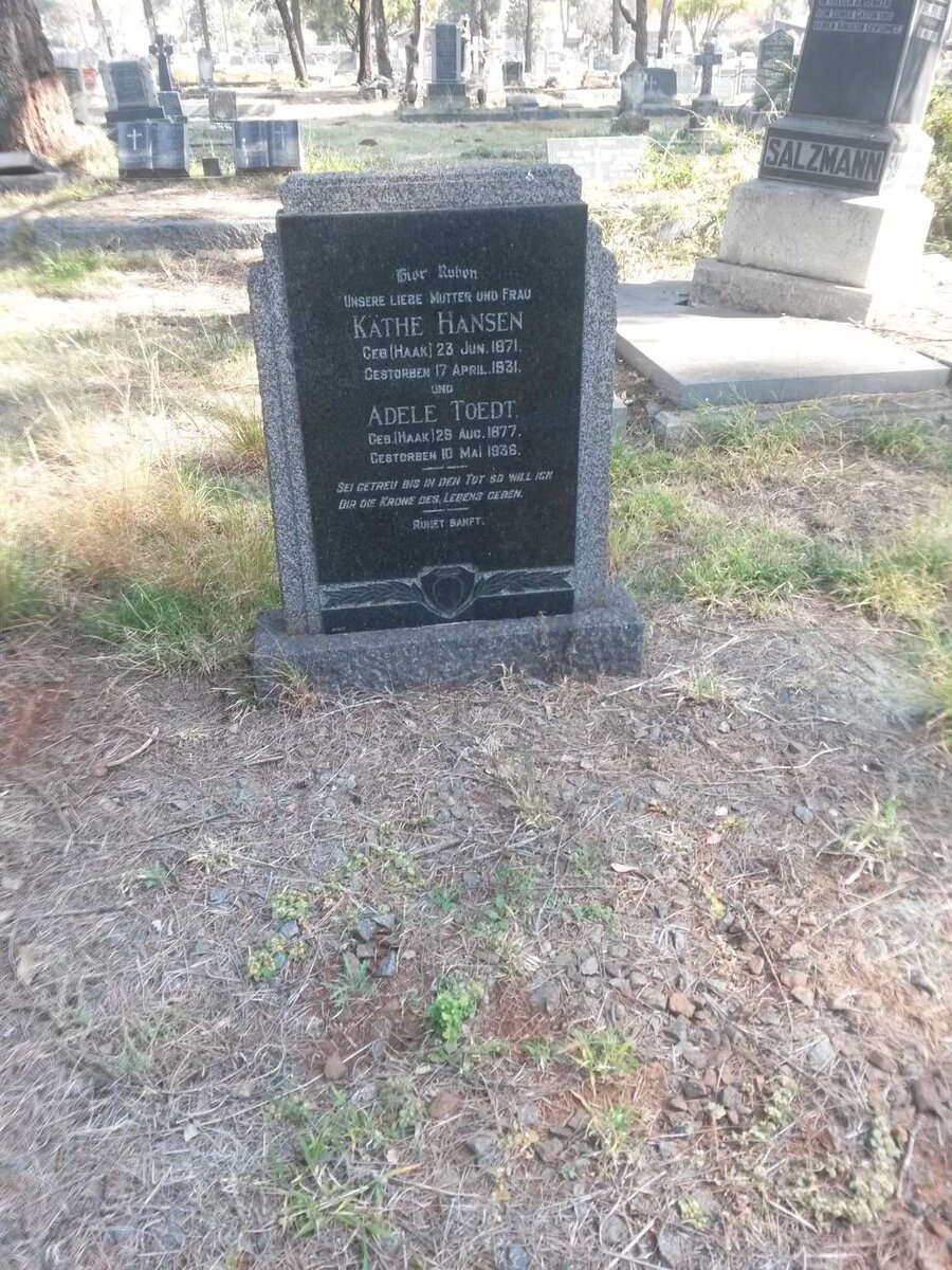 HANSEN Käthe nee HAAK 1871-1931 :: TOEDT Adele nee HAAK 1877-1936