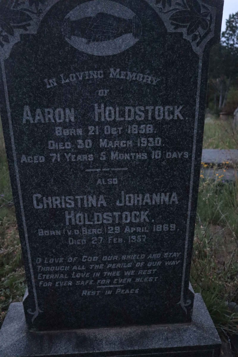 HOLDSTOCK Aaron 1858-1930 &amp; Christina Johanna V.D.BERG 1869-1957