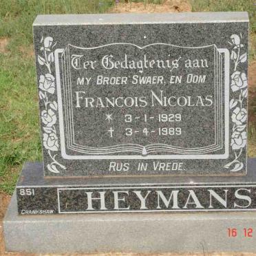 HEYMANS Francois Nicolaas 1929-1989
