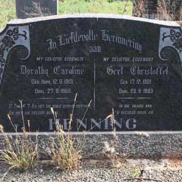 HENNING Gert Christoffel 1901-1983 &amp; Dorothy Caroline HOPE 1913-1965