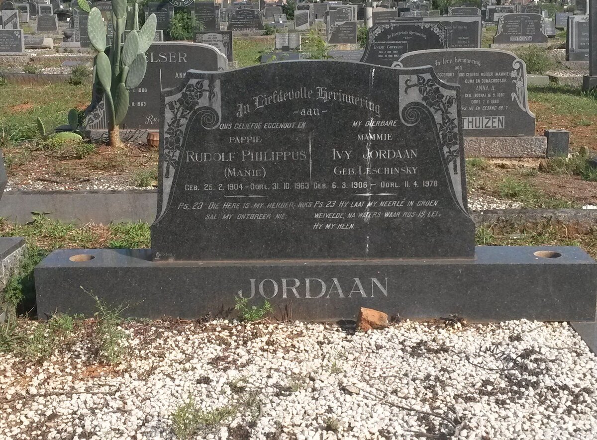 JORDAAN Rudolf Philippus 1904-1963 &amp; Ivy LESCHINSKY 1906-1978