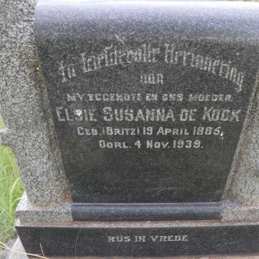 KOCK Elsie Susanna, de nee BRITZ 1885-1939