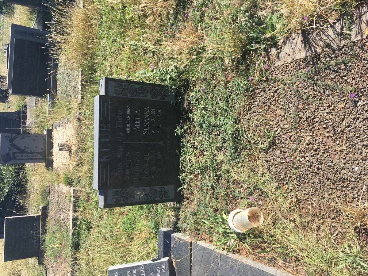 KLUE Burger Daniel 1882-1964 &amp; Aletta Susanna 1894-1988