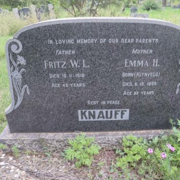 KNAUFF Fritz W.L. -1918 &amp; Emma H. KLYNVELD -1955