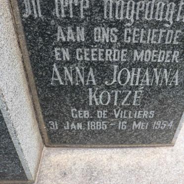 KOTZE Anna Johanna nee DE VILLIERS 1885-1954
