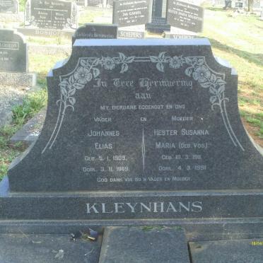 KLEYNHANS Johannes Elias 1909-1969 &amp; Hester Susanna Maria VOS 1911-1991