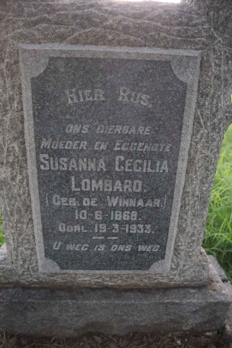 LOMBARD Susanna Cecilia nee WINNAAR 1868-1933