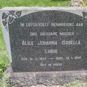 LUBBE Alice Johanna Isabella 1872-1954