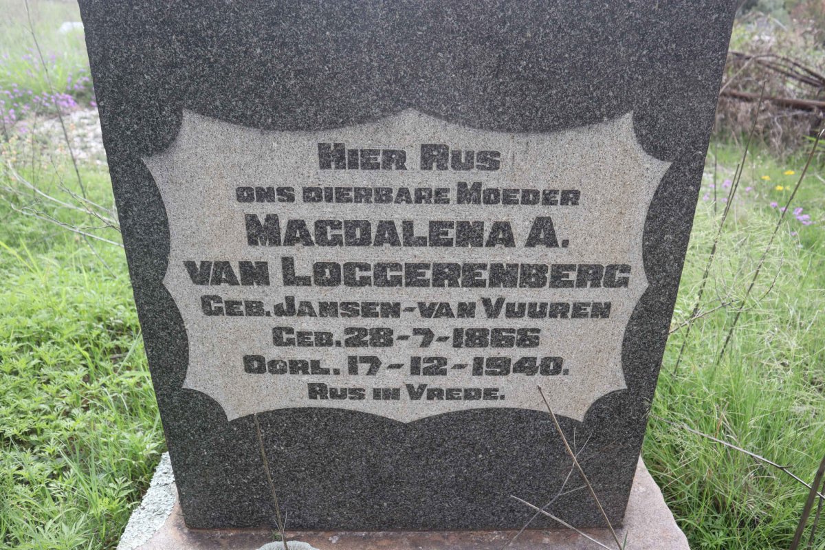 LOGGERENBERG Magdalena A., van nee JANSEN VAN VUUREN 1866-1940