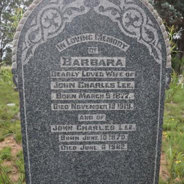 LEE John Charles 1870-1962 &amp; Barbara 1877-1919