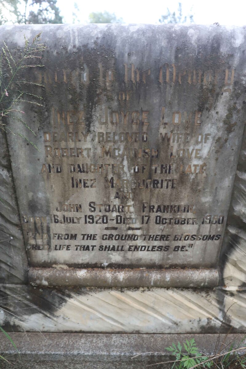 LOVE Inez Joyce nee FRANKLIN 1920-1950