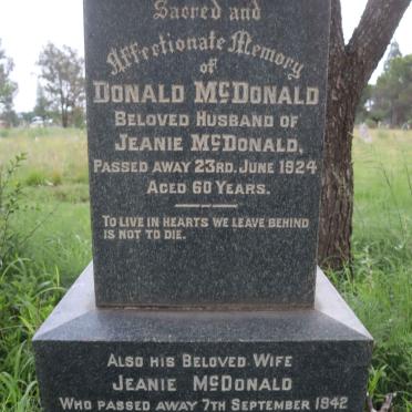 MCDONALD Donald -1924 &amp; Jeanie -1942