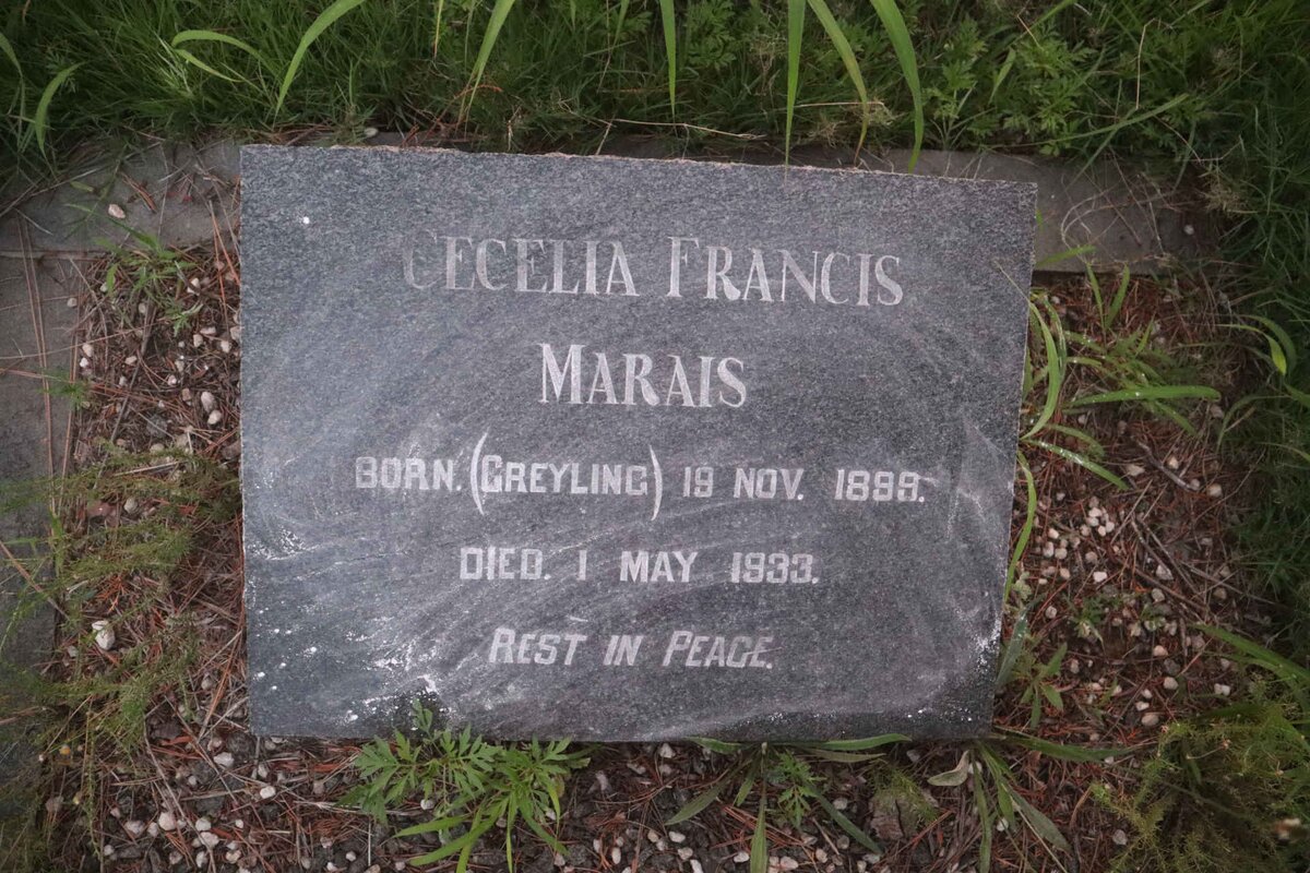 MARAIS Cecilia Francis nee GREYLING 1899-1933