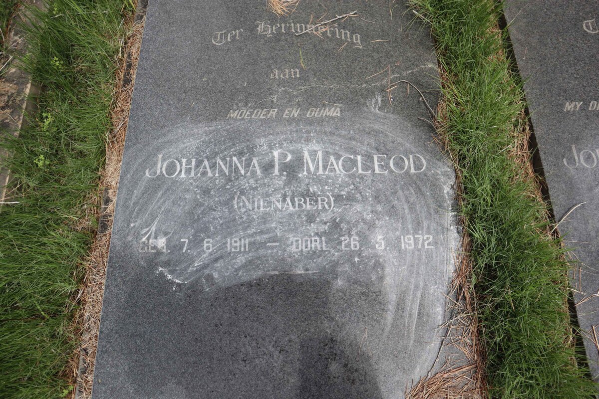 MACLEOD Johanna P. nee NIENABER 1911-1972