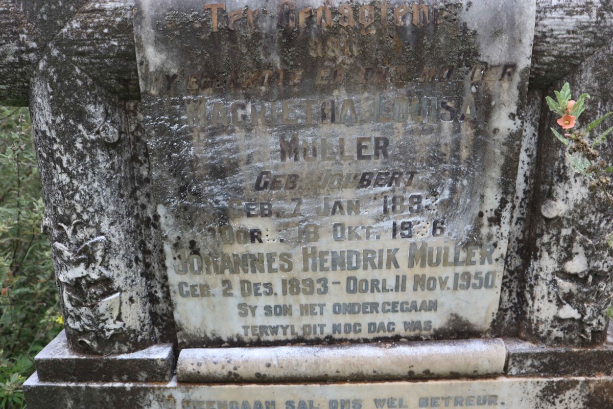 MULLER Johannes Hendrik 1893-1950 &amp; Magrietha Louisa JOUBERT 1893-1936