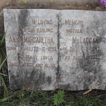 MCLAGGAN Anna Margaretha nee WEISS 1895-1947