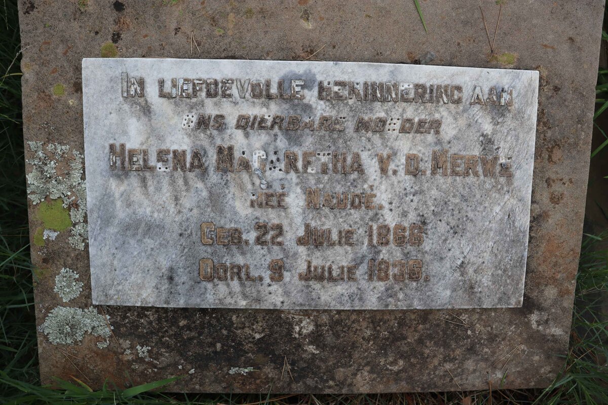MERWE Helena Magaretha, v. d. nee NAUDE 1866-1936