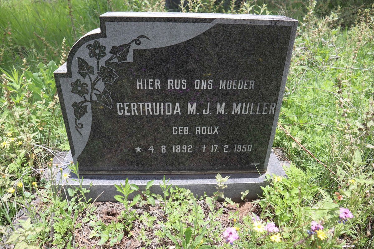 MULLER Gertruida M.J.M. nee ROUX 1892-1950