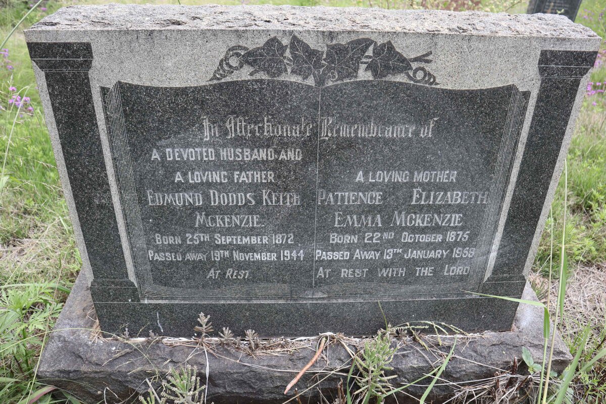 MCKENZIE Edmund Dodds Keith 1872-1944 &amp; Patience Elizabeth Emma 1875-1959