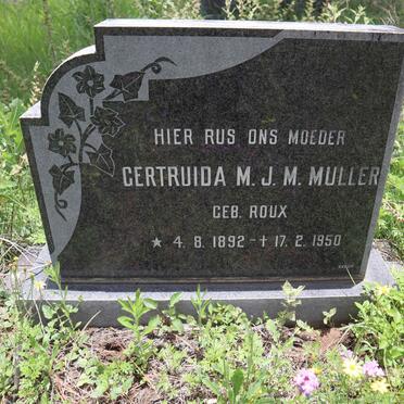 MULLER Gertruida M.J.M. nee ROUX 1892-1950
