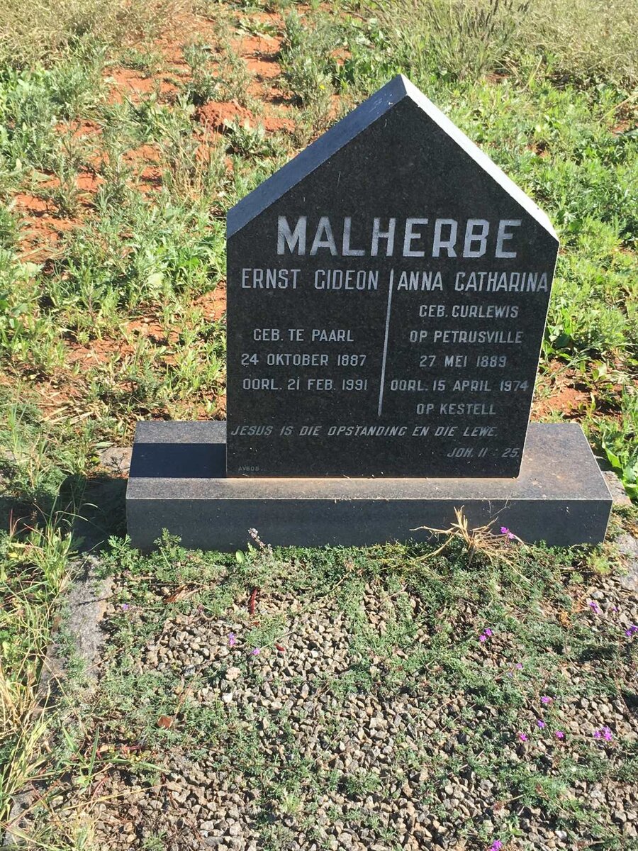 MALHERBE Ernst Gideon 1887-1991 &amp; Anna Catharina CURLEWIS 1889-1974