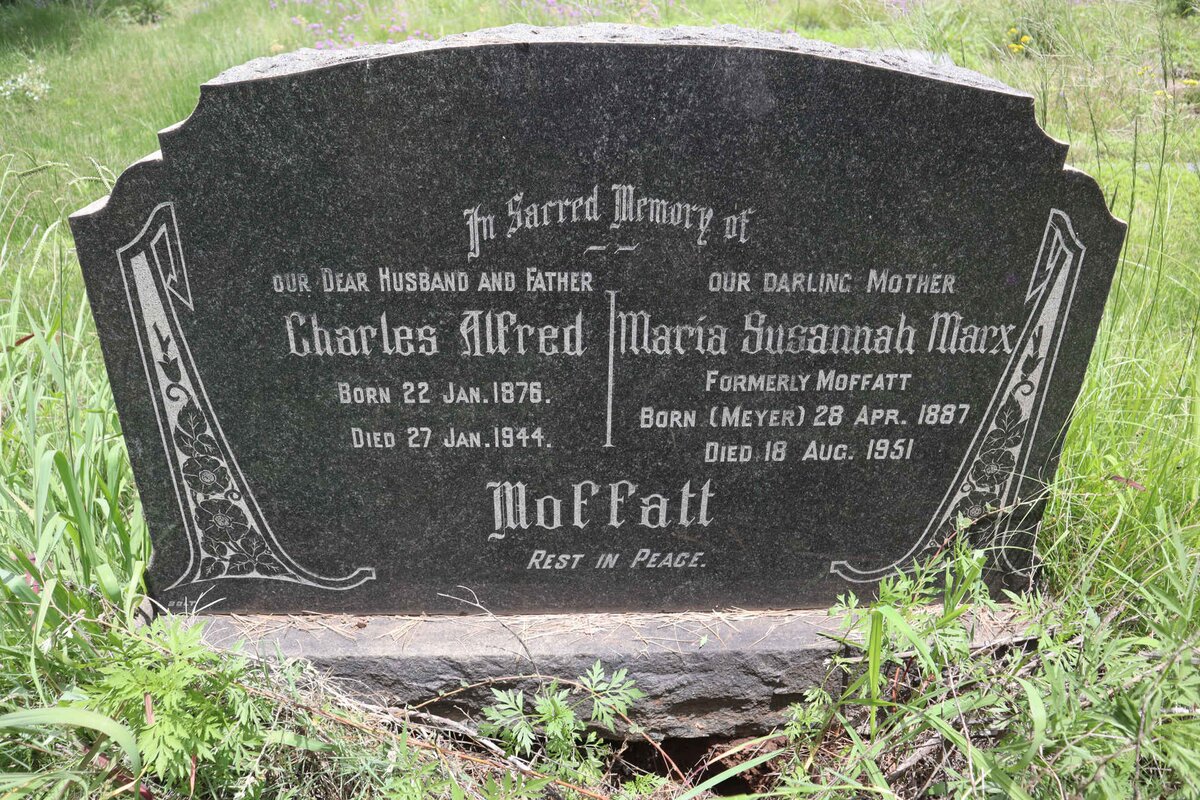 MOFFATT Charles Alfred 1876-1944 &amp; Maria Susannah MARX formerly MOFFATT nee MEYER 1887-1951