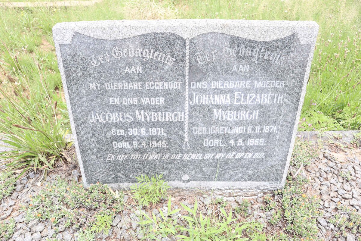 MYBURGH Jacobus 1871-1945 &amp; Johanna Elizabeth GREYLING 1871-1959