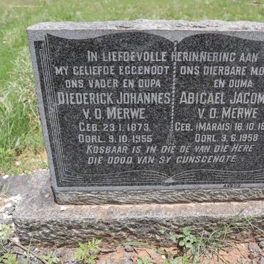 MERWE Diederick Johannes, v.d. 1873-1955 &amp; Abigael Jacomina MARAIS 1878-1958