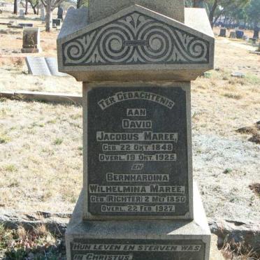 MAREE David Jacobus 1848-1925 &amp; Bernhardina Wilhelmina RICHTER 1850-1927