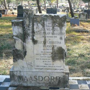 MAASDORP Jan Wentzel Christiaan 1865- &amp; Lucia Christina PRETORIUS