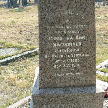 MACDONALD Christina Ann nee ROSS 1853-1930