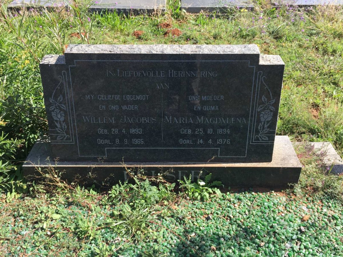 PELSER Willem Jacobus 1893-1965 &amp; Maria Magdalena 1894-1976