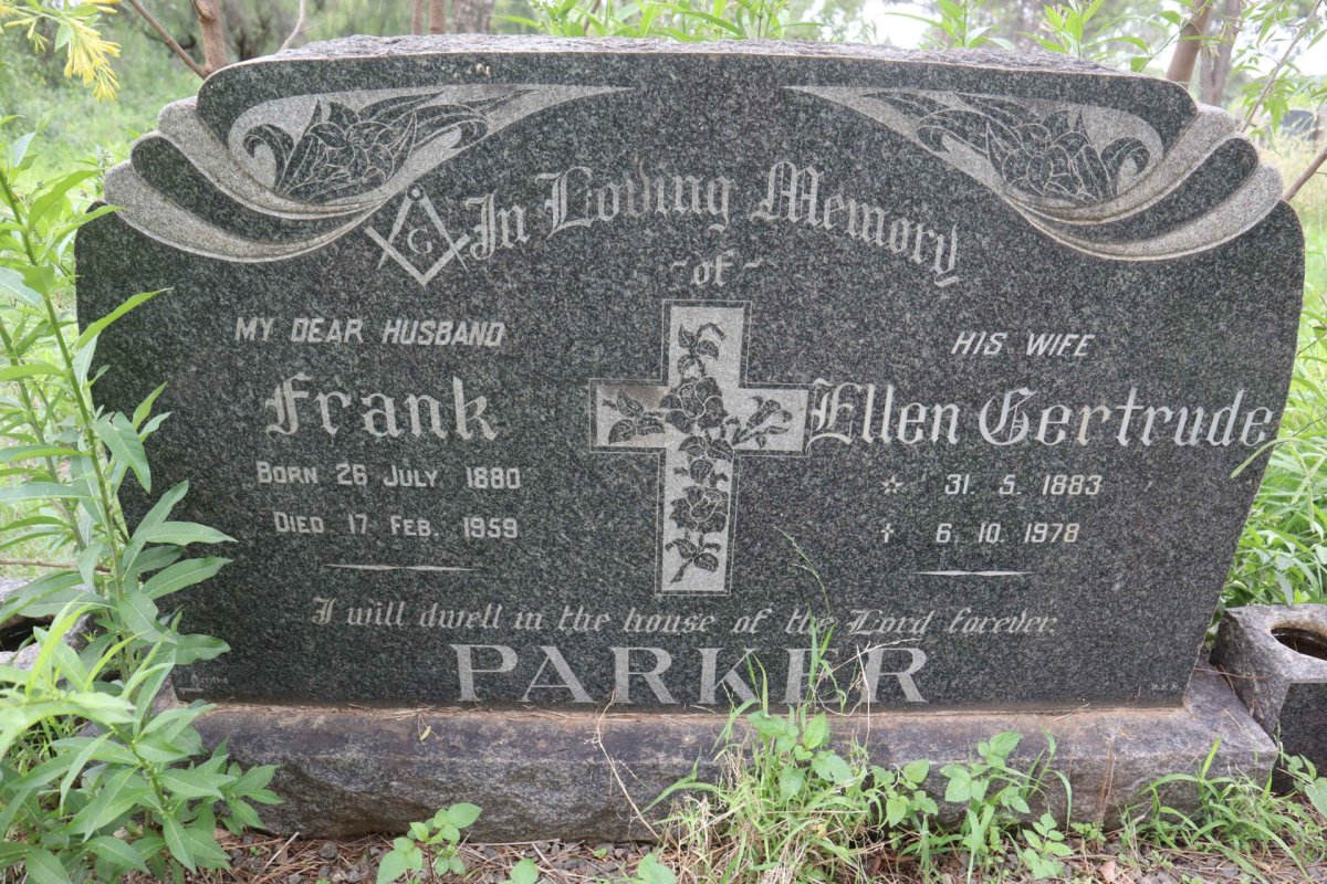 PARKER Frank 1880-1959 &amp; Ellen Gertrude 1883-1978