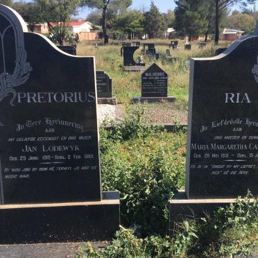 PRETORIUS Jan Lodewyk 1919-1965 &amp; Maria Margaretha Catharina 1931-2002