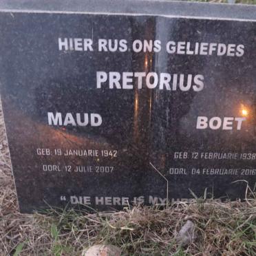 PRETORIUS Boet 1938-2016 &amp; Maud 1942-2007