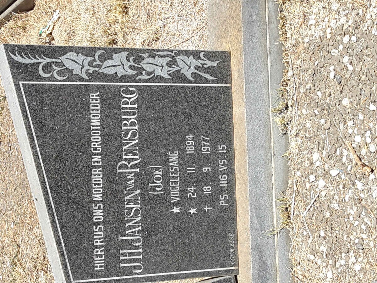 RENSBURG J.H., Jansen van 1894-1977