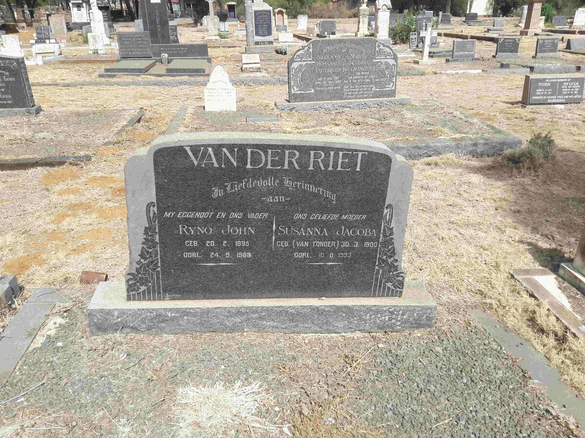 RIET Ryno John, van der 1895-1968 &amp; Susanna Jacoba VAN TONDER 1900-1993