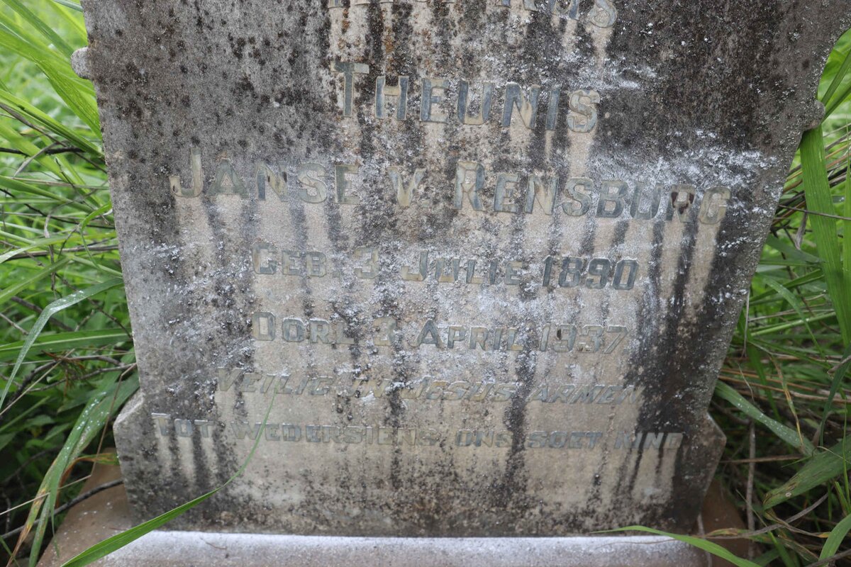 RENSBURG Theunis, Janse v. 1890-1937